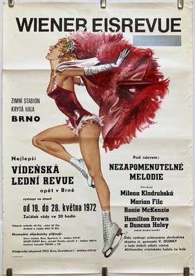 Original Vintage Poster WIENER EISREVUE -WIENER EISREVUE -EISKUNSTLAUF - 1972