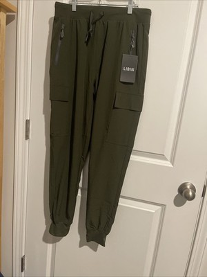 Libin Women s Sz M Green Cargo Pants Elastic Ankle Cuffs 30 Waist 28 Inseam