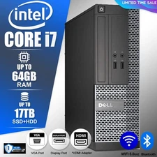 DELL Desktop Computer PC i7, up to 64GB RAM 17TB SSD/HDD, Windows 10/11, WiFi BT