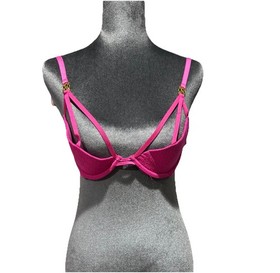 NWOT Victoria's Secret Logo Lace Open-Cup Demi Bra Set VS Logo Lace in Fuschia