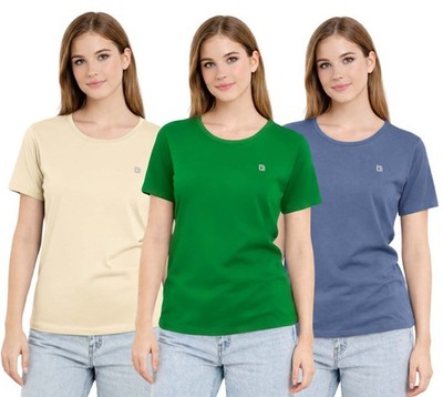3er Pack Damen Rundhals T-Shirt Damen Tee Shirt Halbarm für Damen S-2XL
