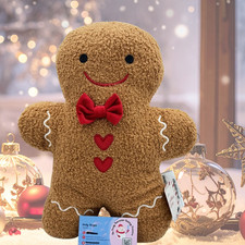 Target Christmas 2025 Sherpa Gingerbread Man Throw Pillow Red Bowtie Hearts