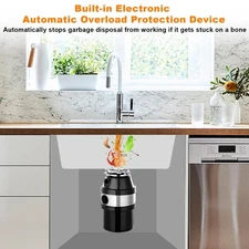 3/4 HP Garbage Disposal Food Waste Disposer Continuous Feed Stainless Steel New-