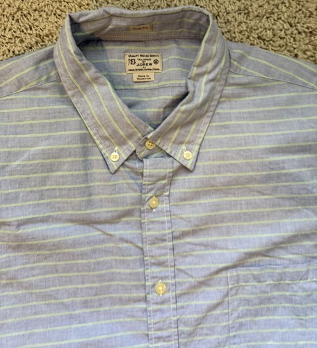 Camicia uomo J Crew blu verde a righe slim fit con bottoni taglia XL - Foto 3 di 5
