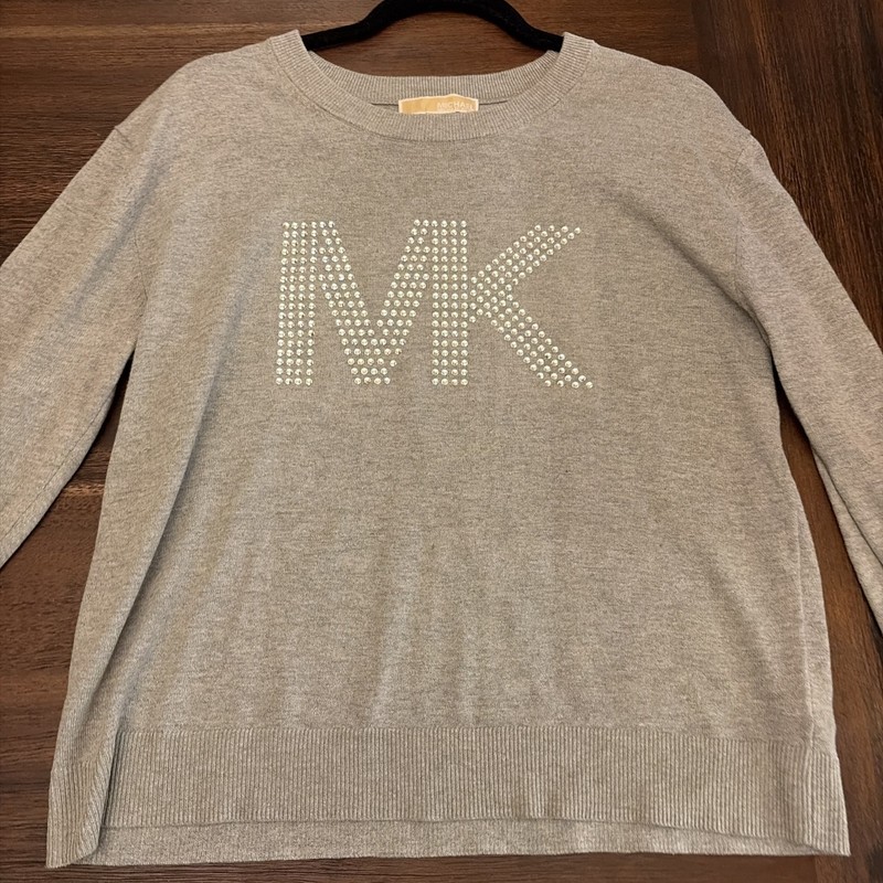 Michael Kors Ladies Sweater Gray/Silver Color Rhinestone Big Crystals Medium