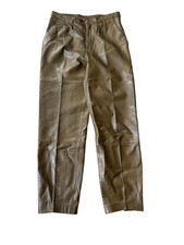 Vintage Saxony Olive Green 100 Leather Pants Straight Leg Size 34