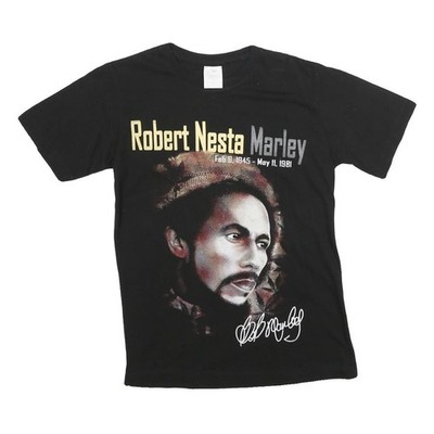 ITTIERRE Herren Schwarz Bob Marley Grafik T-Shirt S Kurzarm Rundhals Baumwolle