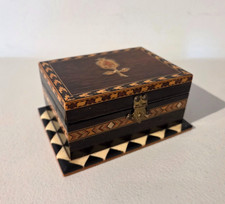 Vintage Granada Spain Taracea Marquetry Inlaid Wood Box Pomegranate Trinket