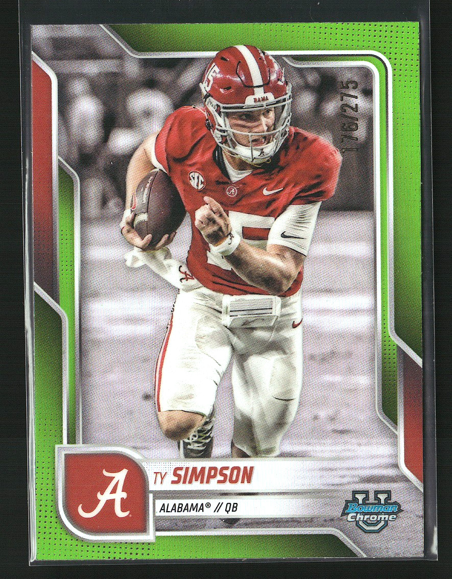 2025 Bowman Chrome University Lime Green Refractors #151 Ty Simpson /275 RC