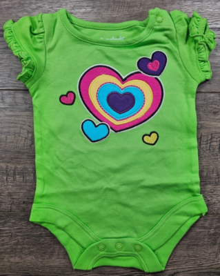 Baby Girl Clothes Nwot Garanimals Newborn Bright Green Hearts Bodysuit