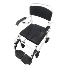 Removable Toilet Chair Shower Chair Wheelchair with Armrests Castors Aluminum