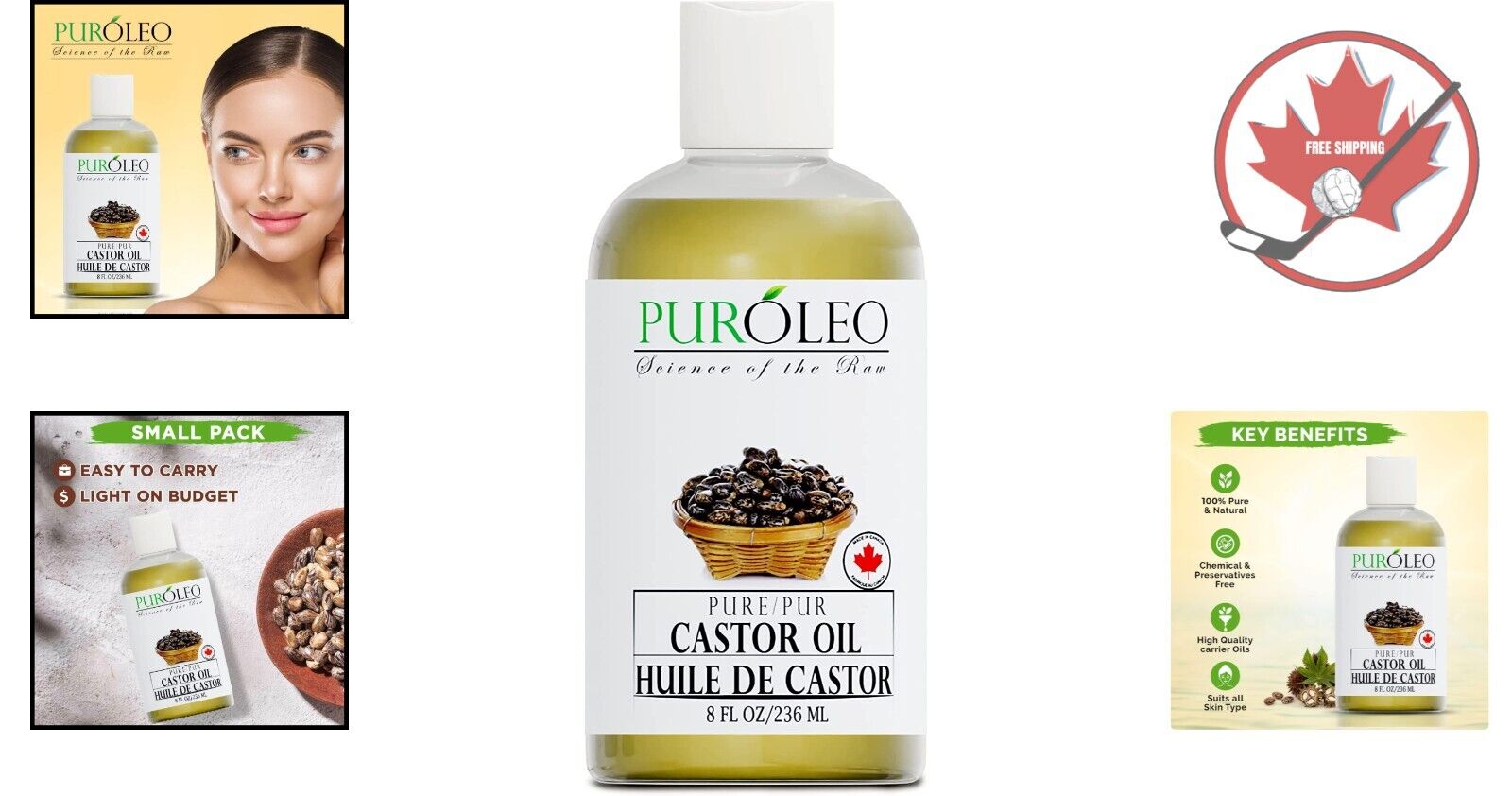 Pure Organic Castor Oil - Multipurpose for Thicker Hair, Longer Lashes - 8 Fl Oz