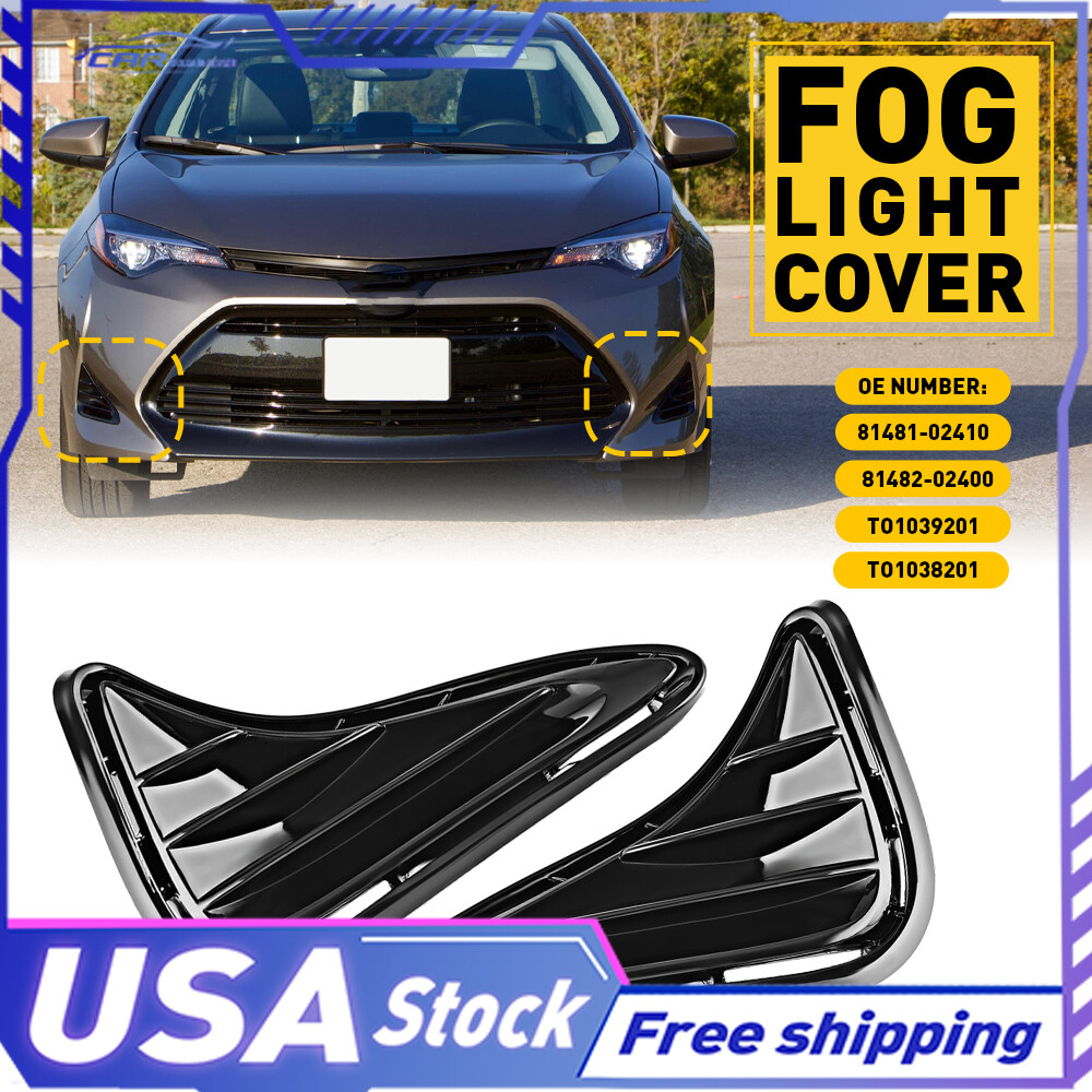 FOG LIGHT BUMPER LAMP COVER BEZELS FOR 17 18-2019 TOYOTA COROLLA LE XLE ECO