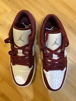 Nike Air Jordan 1 Low Shoes Cement Gray Cherrywood Red 553558-615