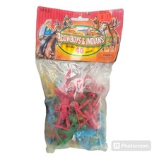 Vtg Magic Cowboys  Indians Toys 40 Pcs New Western Plastic 1 1/2" Figurines