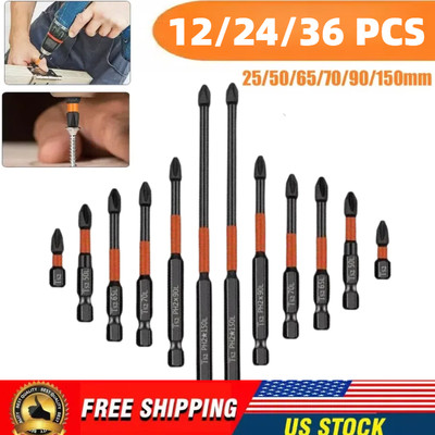 12Pcs PH2 Impact Driver Bit Set Magnetic Phillips Screwdriver Drill Bits Tool  