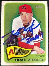 Brad Ziegler Diamondbacks 2014 Topps Heritage Signed Autograph Card #422 ~ COA