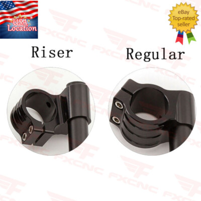 31mm-55mm Fork Clip-ons Handlebars Heads Mounts Bar Riser Regular Black CNC Pair