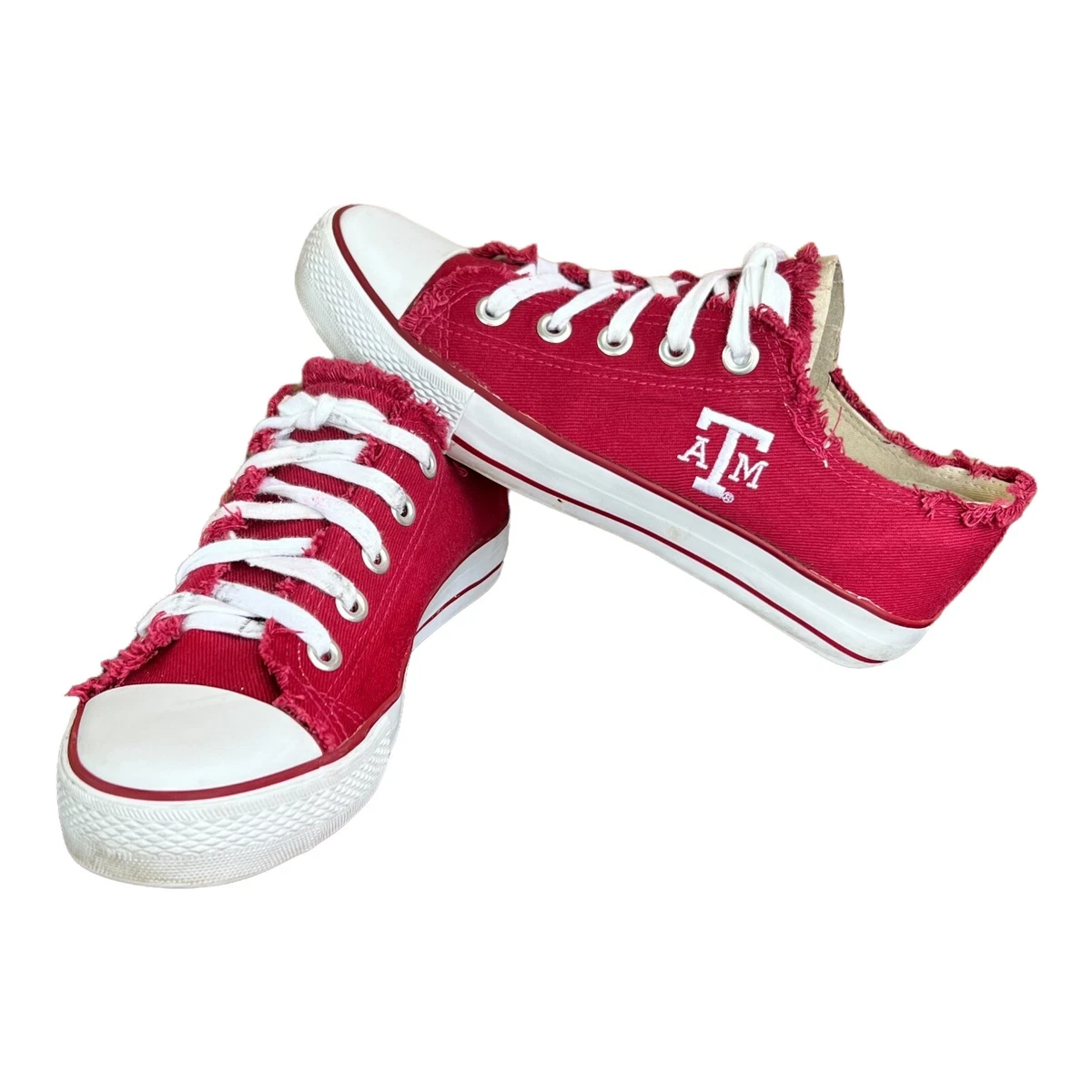 Converse Type Texas A&amp;M Logo Maroon White Low Top Slip On Shoes Fringe | eBay