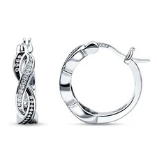 Twisted Infinity Huggie Hoop Earrings Cubic Zirconia 925 Sterling Silver