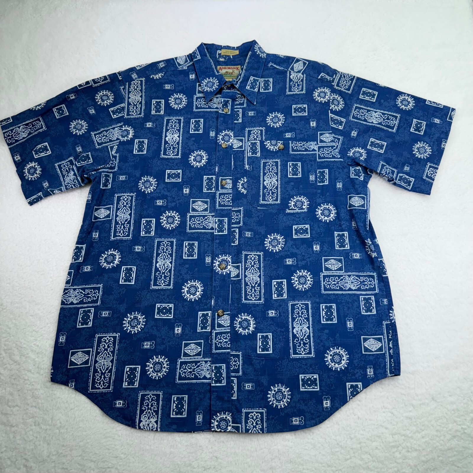 Adirondack Camicia Uomo Extra Large Blu Fila Saville Manica Corta Bottoni