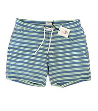 Onia Alek Board Shorts 7  Blue Green Stripe Shorts Men  s Size Large New 170