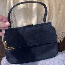 Vintage Black Suede Bienen Davis Purse GORGEOUS