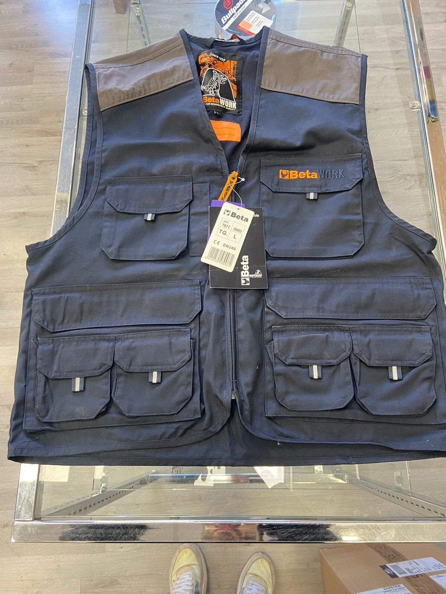 Gilet da lavoro Beta, Blu e Dotato da diverse e ampie
