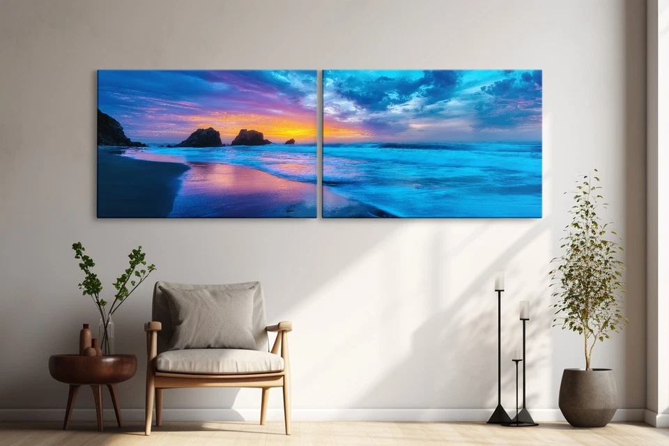 Impresión en lienzo Prisma de las mareas para decoración del hogar, póster de decoración de pared al atardecer de playa Foto 2 de 4