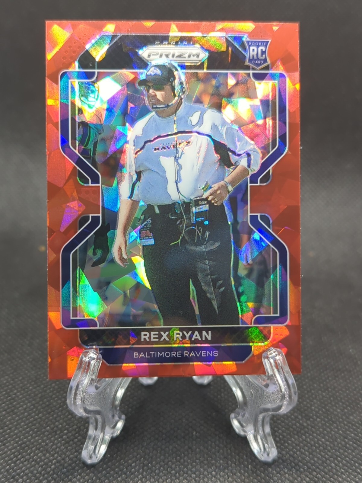 Rex Ryan 2021 Panini Prizm RC Rookie Card Red Cracked Ice Baltimore Ravens #289