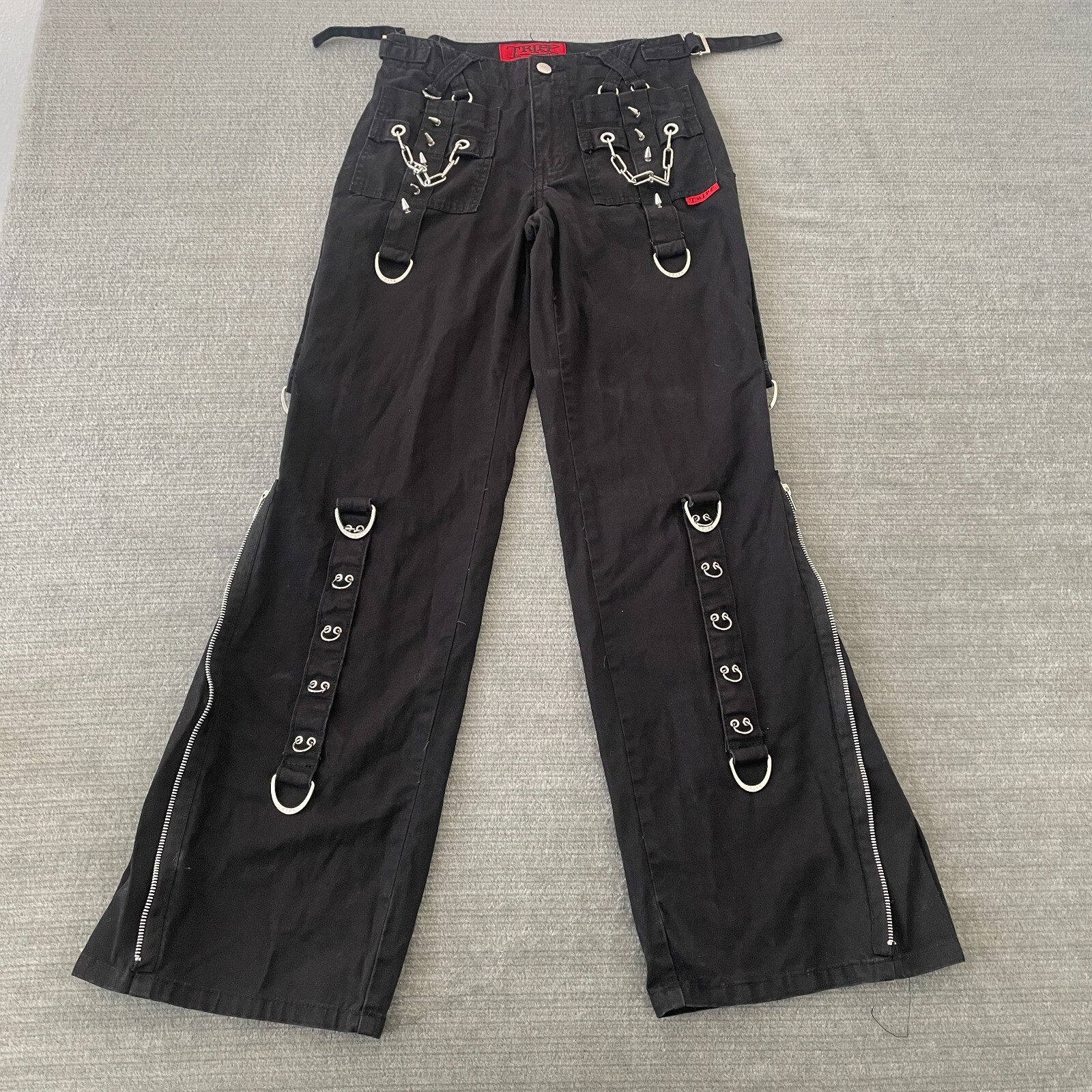 Tripp NYC Black Wide Leg Harness Stud Pants for Women Punk Goth Style