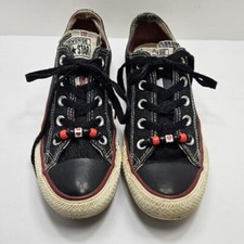 Zapatos Converse Para Mujer Talla 6 Para Hombre 4 Negros Parte Superior Baja Lengua Rayas Cuentas 142255F