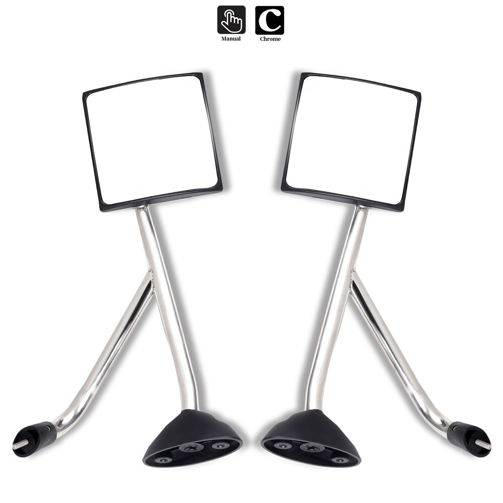 For 02-18 International Truck Hood Chrome Manual Driver Passenger Mirrors Pair
