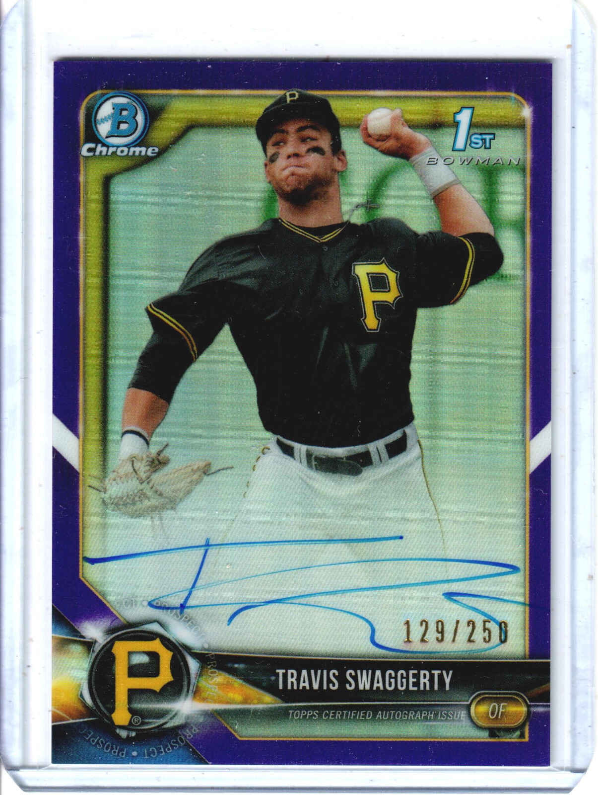 2018 Bowman Chrome Draft Travis Swaggerty Purple Refractor Auto 129/250 1st