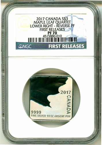 2017 S$3 Canada Maple Leaf Quartet Lower Right Reverse PF First Release NGC PF70
