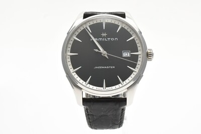 k*z様 【美品】HAMILTON JAZZMASTER H324510 腕時計 Hamilton Jazzmaster H324510 Black Dial Quartz Date Men's Watch