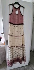 BNWT ZARA LONG HALTER KNIT EMBROIDERED CROCHET MAXI DRESS BOHO FESTIVAL XS-S 