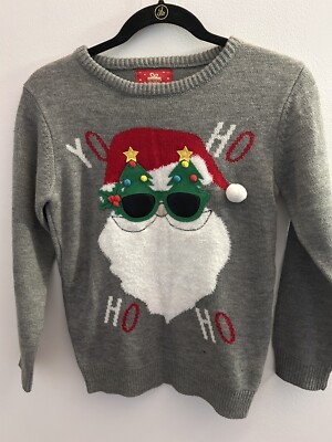 NWT Primark Christmas  Sweater SZ 10/11 Years Unisex Santa w Sunglasses # 7002