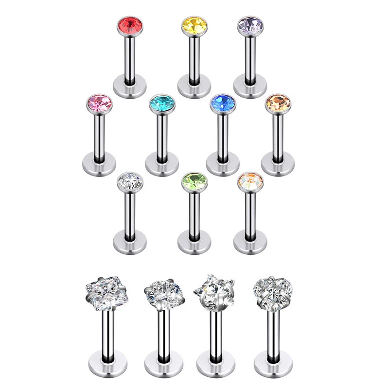 4-40Pcs 16G кромки кольца хирургической стали/акрил Tragus лабрет запонки Monroe пирсинг - Изображение 4 из 4