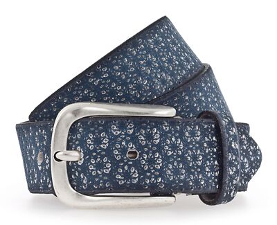 b.belt Tessa Gold Ledergürtel W100 Gürtel Navy / Silver metallic