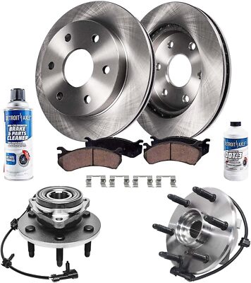 Front Wheel Bearings Brake Rotors for 2009 - 2014 Truck Express Savana 1500 4WD