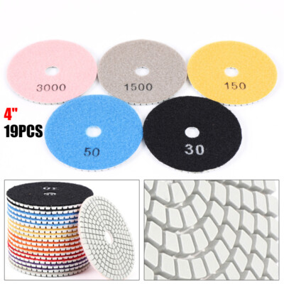 19 Piece 4 Inch Diamond Polishing Pads Sanding Tools For Stone Concrete Tile