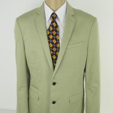 42 R Express Solid Beige Cotton 2 Btn Mens Summer Jacket Sport Coat Blazer