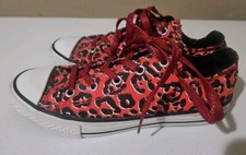 Converse All Star Kids Athletic Sneakers Red 643822F Leopard Lace Up Sz 3