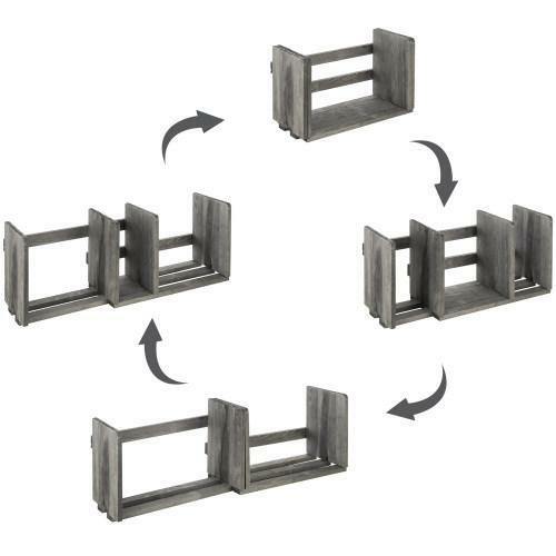 Gray Expandable/ Adjustable Wood Desktop Bookshelf Organizer/ Storage Rack - Picture 3 of 7