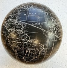 Small  World Globe with Old Map  - Black & Cream -   12 cms diameter