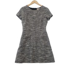 Ann Taylor LOFT Dress 6 Gray Tweed Short Sleeve Sheath Pockets Professional Twee