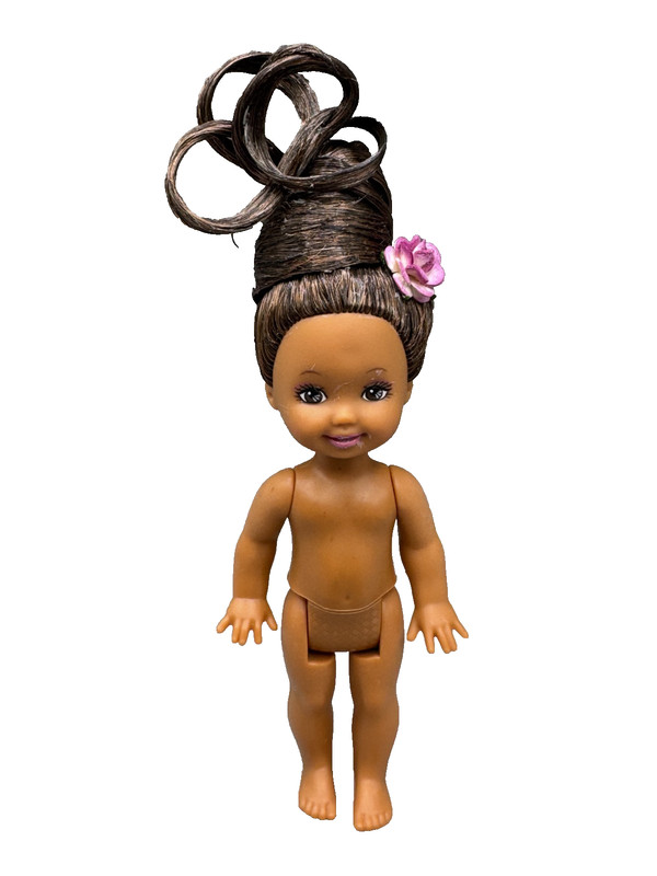 ~DS LOT M UNDRESSED BARBIE DOLL KELLY OOAK REROOT BLACK AA