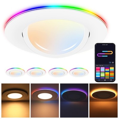[4 Pack]CLOUDY BAY 6 Inch Gimbal Smart Recessed Lighting with Gradient Accent...