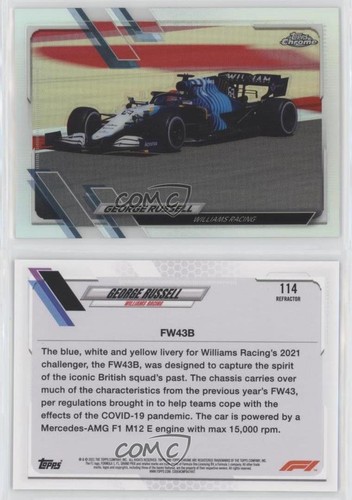 2021 Topps Chrome Formula 1 F1 Cars Refractor George Russell #114 0cr7 - 第 3/3 張圖片